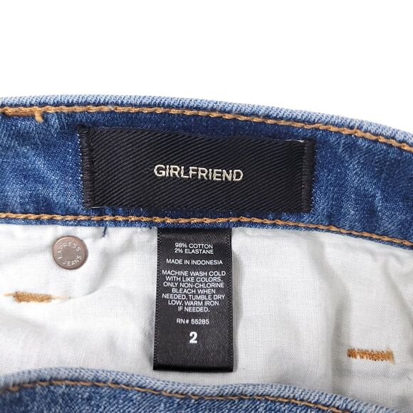 Express Jeans Womens 2 Girlfriend Straight Crop Ankle Distressed Stretch Pants - Picture 4 of 7